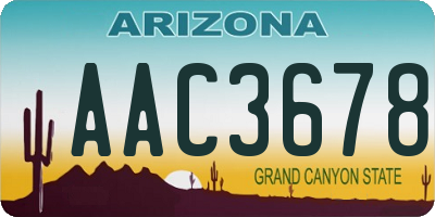 AZ license plate AAC3678