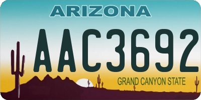 AZ license plate AAC3692