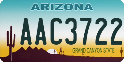 AZ license plate AAC3722