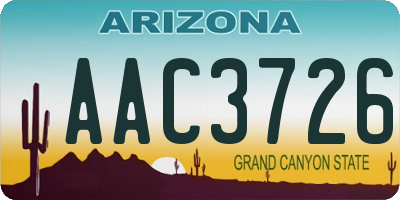 AZ license plate AAC3726