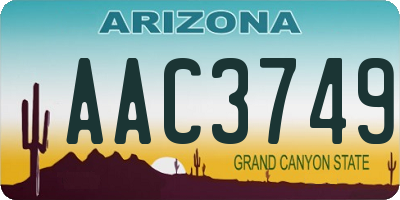 AZ license plate AAC3749