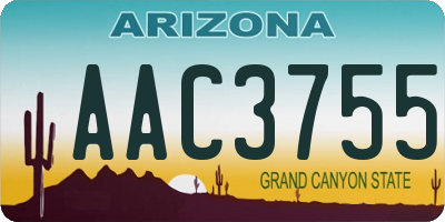 AZ license plate AAC3755