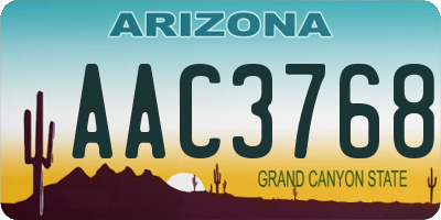 AZ license plate AAC3768