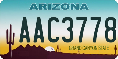 AZ license plate AAC3778