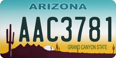 AZ license plate AAC3781