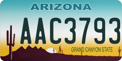 AZ license plate AAC3793