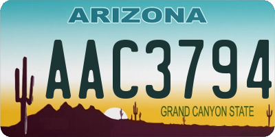 AZ license plate AAC3794