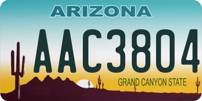 AZ license plate AAC3804