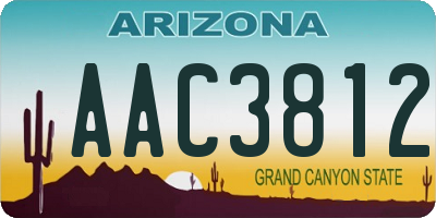 AZ license plate AAC3812