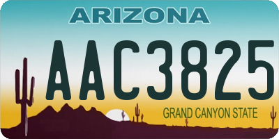 AZ license plate AAC3825