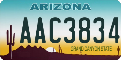 AZ license plate AAC3834