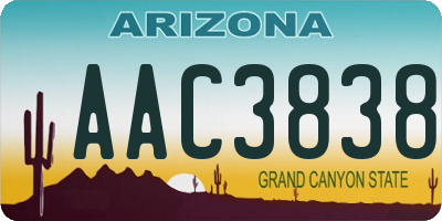 AZ license plate AAC3838