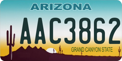 AZ license plate AAC3862
