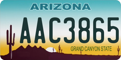 AZ license plate AAC3865