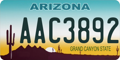 AZ license plate AAC3892