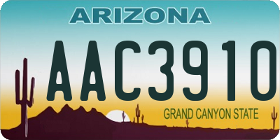 AZ license plate AAC3910