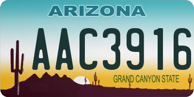 AZ license plate AAC3916