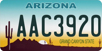 AZ license plate AAC3920
