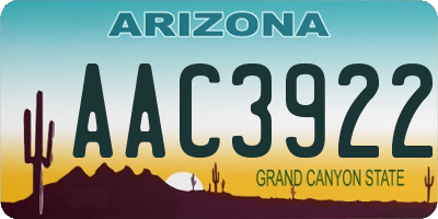 AZ license plate AAC3922