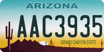 AZ license plate AAC3935