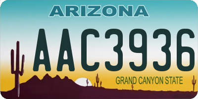 AZ license plate AAC3936
