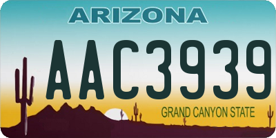 AZ license plate AAC3939