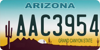 AZ license plate AAC3954