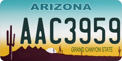 AZ license plate AAC3959