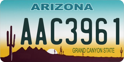 AZ license plate AAC3961