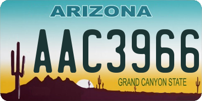 AZ license plate AAC3966