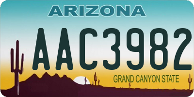 AZ license plate AAC3982