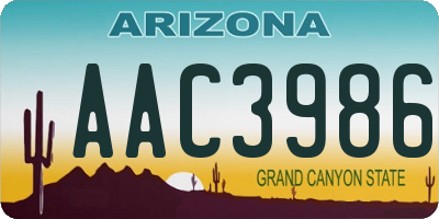 AZ license plate AAC3986