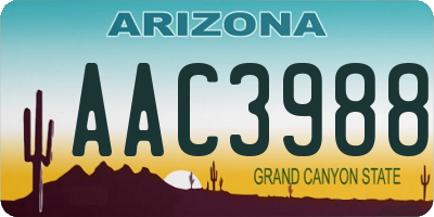 AZ license plate AAC3988