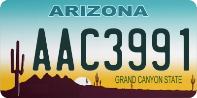 AZ license plate AAC3991