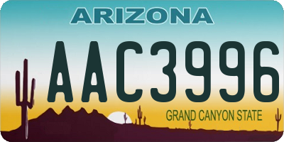 AZ license plate AAC3996