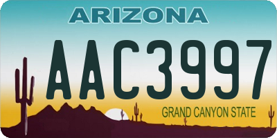 AZ license plate AAC3997