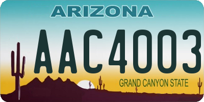 AZ license plate AAC4003