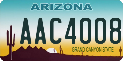 AZ license plate AAC4008