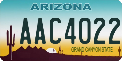 AZ license plate AAC4022