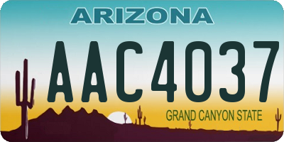 AZ license plate AAC4037