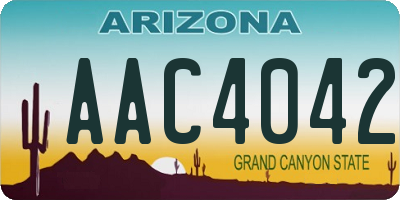 AZ license plate AAC4042