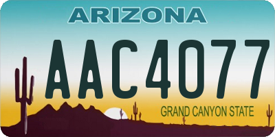 AZ license plate AAC4077