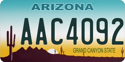 AZ license plate AAC4092