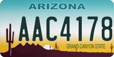 AZ license plate AAC4178