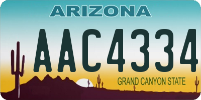 AZ license plate AAC4334