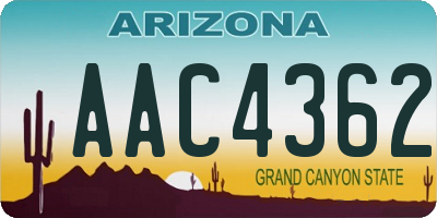 AZ license plate AAC4362