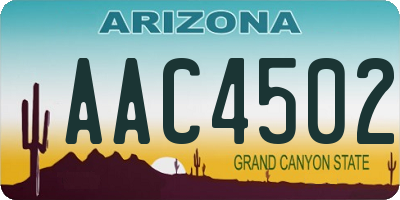 AZ license plate AAC4502