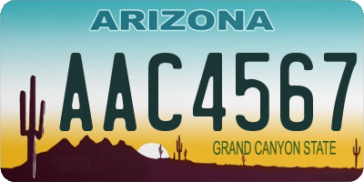 AZ license plate AAC4567