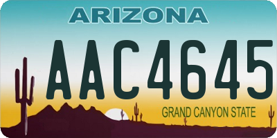 AZ license plate AAC4645