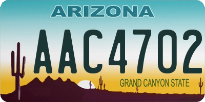 AZ license plate AAC4702